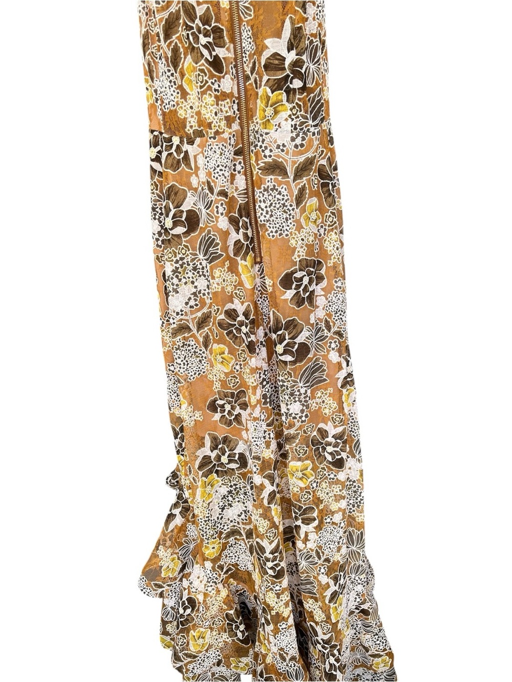 Bronx and Banco Sicilia floral Ruffle Dress in brown gold white Multi S - Picture 9 of 11